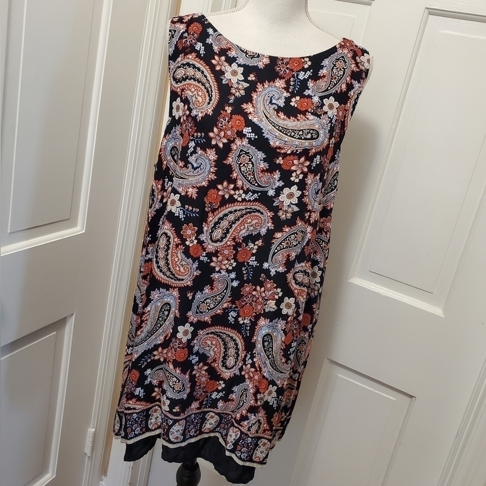 NWT J.Jill Paisley Print Double Layer Sleeveless Tunic Size XL
